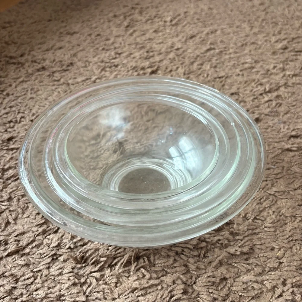 Pyrex Clear Glass Mixing Bowl Set Nesting Vintage